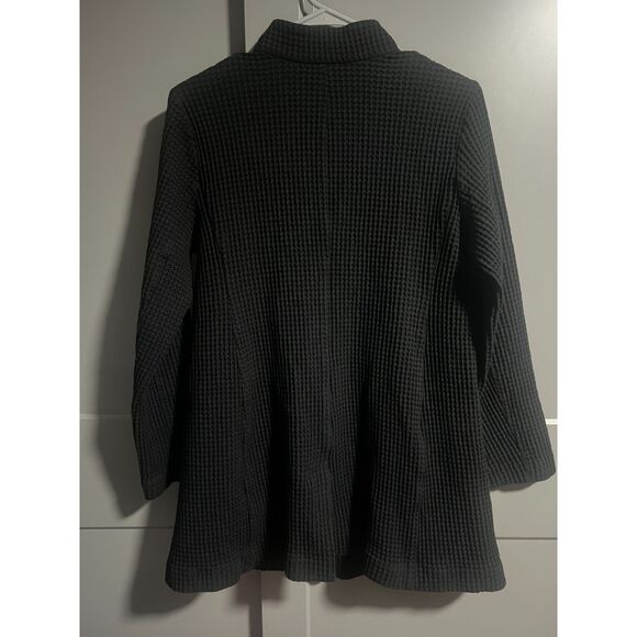 Eileen Fisher Petite Cotton Tencel Stretch Waffle Grid Jacket Black Large Petite - Picture 4 of 9